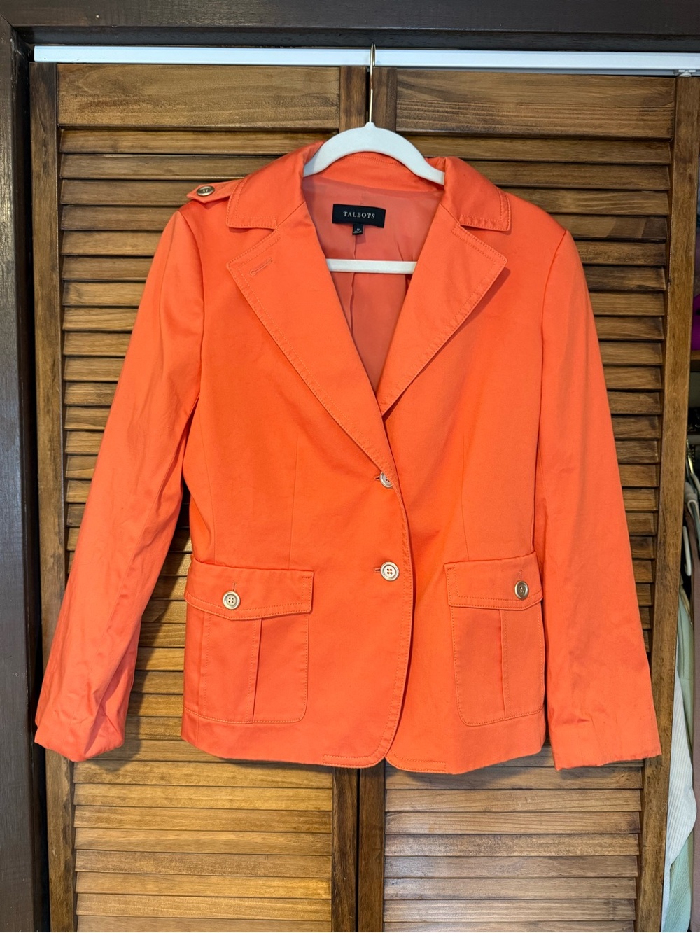 Talbots Orange Cotton Stretch Blazer Jacket Size 12